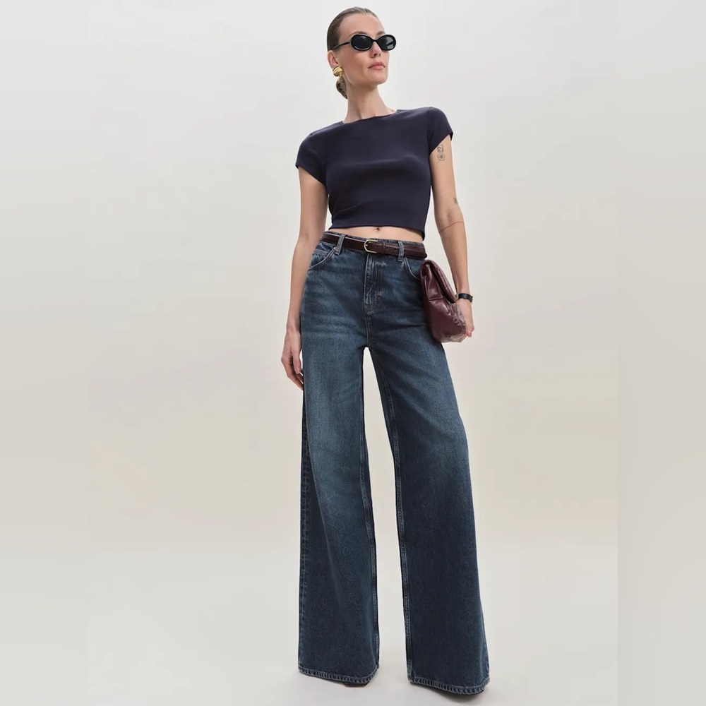 REFORMATION Eden Mid Rise Wide Leg Jeans Blue - Size 30